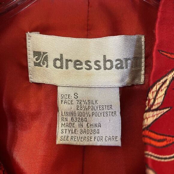 Oriental Silk Red Jacket Women S Button Up Crop Brocade Asian Chinese Dress Barn - Picture 3 of 11